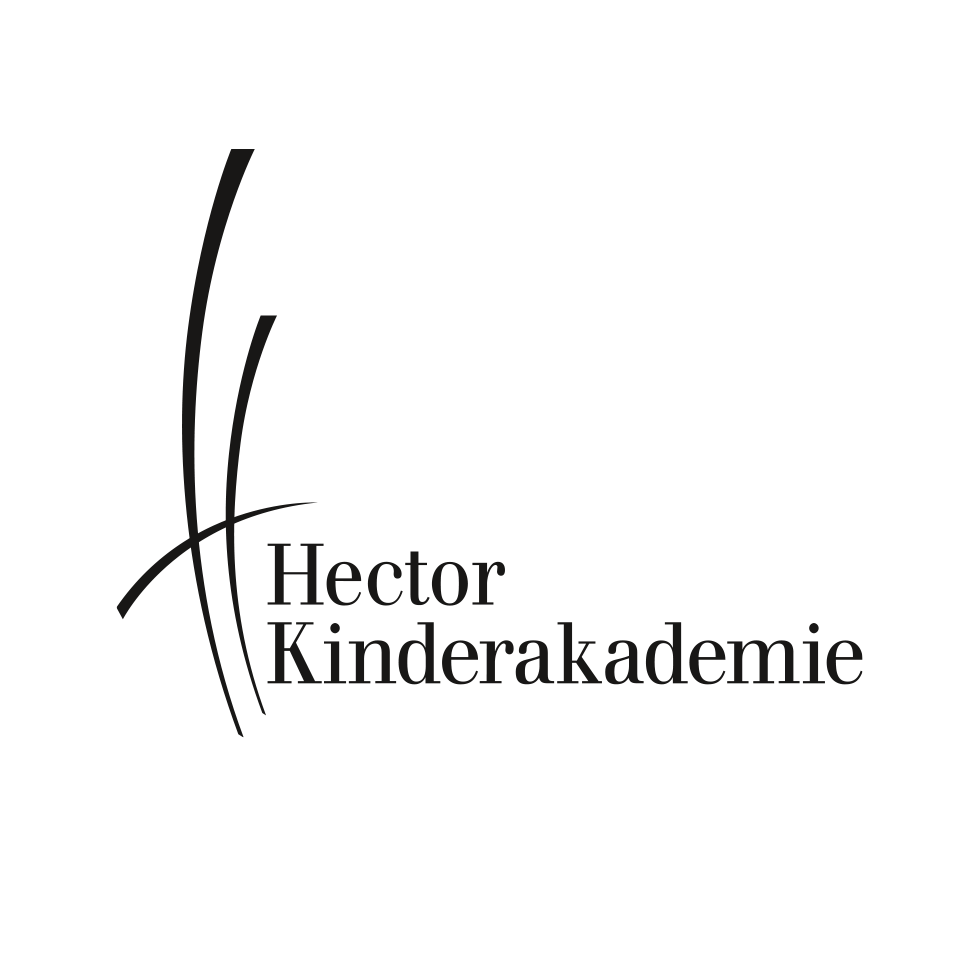 Logo für die Hector Kinderakademie mit stilisierten vertikalen Linien, die einen abstrakten Buchstaben H bilden.